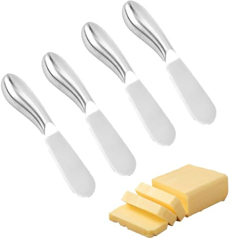 4 Stück Buttermesser Klein,Butter Knife,Streichmesser,Dessertmesser,Kleine Brot Creme Messer,Butter Messer,Kleine Messer Für Dips,Edelstahl Brotzeitmesser Set,Käsemesser Für Sahne,Käse,Marmelade