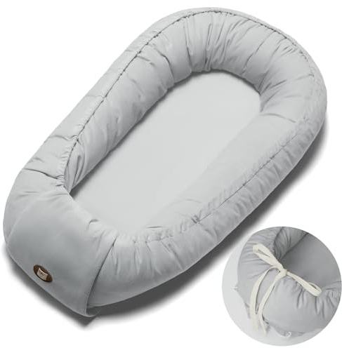 Baby Lounger, Adjustable Baby Lounger for Newborn 0-24 Months, Breathable & Soft Infant Lounger,Tummy Time Lounger for Home and Travel,Baby Girls & Boys Babies Stuff, Baby Shower Gifts, Grey