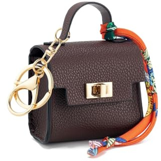LAOYEFACAI Mini Taschenanhänger Münzgeldbörse Mini-Handtasche Schlüsselanhänger für Damen kreative Schlüsselanhänger Make-up-Tasche Münzgeldbörse mit Reißverschluss (Braun)