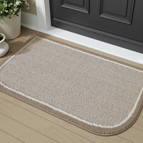 SIXHOME Zerbino Ingresso 40 * 60cm, Zerbino Antiscivolo per Interni con Bordi Resistenti, Tappeto Lavabile per Ingresso che Trattiene lo Sporco, Tappeto Magico Assorbente per Corridoio, Cucina, Kaki