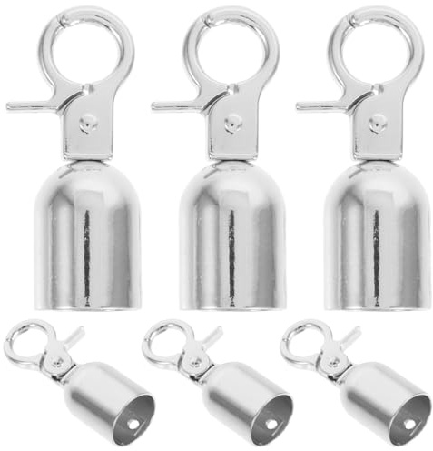 Gatuida 6Pcs Metal Rope End Caps Hooks with Screws for Stanchion Barriers Secure Carabiner Clips Compatible with Various Railings Barrier Rope Connectors for Crowd Control and Outdoor Use