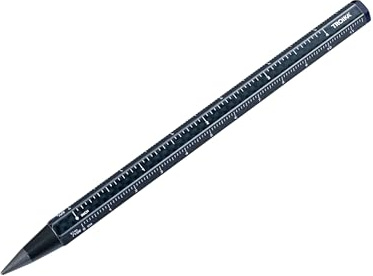 Crayon TROIKA à mine inépuisable CONSTRUCTION ENDLESS CARBON avec règle en centimètres/pouces, pointe inépuisable durable (env. 20 km), pointe remplaçable en aluminium, métal aspect carbone