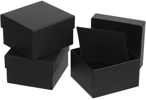 iplusmile Boîte de Montre Présent en Carton Noir, Lot de 3 Coussin Intérieur, pour Bracelet et Bijoux, Rangement Élégant pour Hommes et Femmes