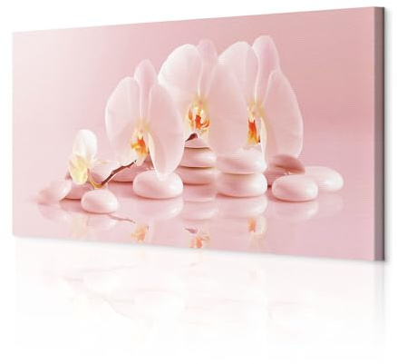 decomonkey Bilder Blumen Orchidee rosa 120x40 cm 1 Teilig Leinwandbilder Bild auf Leinwand Vlies Wandbild Kunstdruck Wanddeko Wand Wohnzimmer Wanddekoration Deko