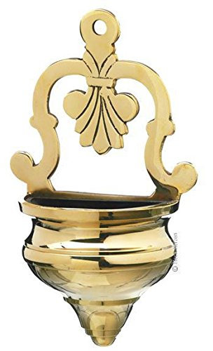 Wand-Weihwasserkessel Messing 7 x 10,5 cm mit Einlagebecken aus Kuststoff