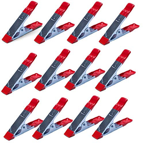 12 Stück Leimzwinge, Klemmzwinge, Federzwingen, Metall Klemme 50mm Feder-Klemmzwingen Leimzwingen Federbügel von all-around24 (12 Stück - ROT)