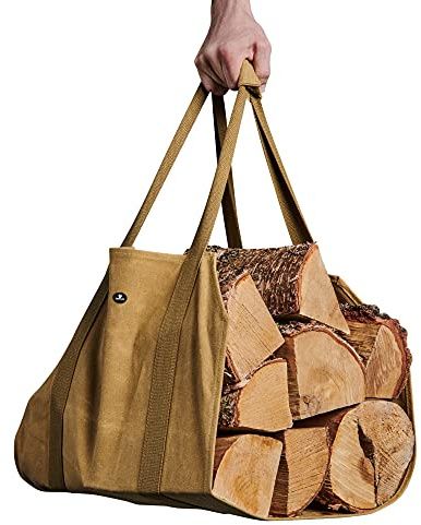 Case4Life Heavy Duty Water Resistant Waxed Canvas Firewood Log Carrier for Wood - Firewood Carrier