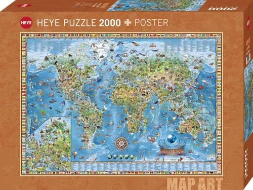 HEYE 29846 Amazing World Standart 2000 Teile, Map Art, inkl. Poster, Tan