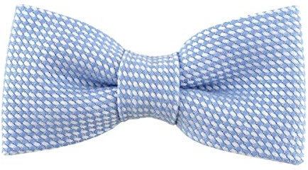 TigerTie Kleinkinder Baby Fliege Pique in hellblau-weiss gemustert 100% Baumwolle, vorgebundene Schleife mit Gummizug 24 bis 38 cm Halsumfang verstellbar + Aufbewahrungsbox