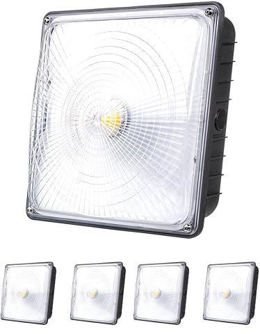 PARMIDA (4 Pack) LED Canopy Light, 45W, 0-10V Dimmable,110-277VAC, IP65 Waterproof, ETL-Listed, 5000K (Day Light), 9.6 x 9.6 Street, Area & Outdoor Lighting, Bronze