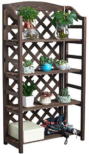 KDDEON Blumenständer Indoor,Mehrschichtig Blumentreppe Massivholz,Bodenstehend Pflanzentreppe Balkon Wohnzimmer,Multifunktionale Storage Rack Bücherregal,Braun/weiß