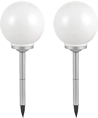 Solarlampen für Außen Kugeln Garten Kugelleuchten Außen Set Solar Gartenlampen Solar Kugeln, mit Erdspieß in weiß, 4x LED, D 25 cm, 2er Set