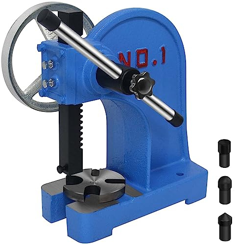 PNBO Spindelpresse 1 Tonne, Ratschenhebelpresse mit Handrad, manuelle Desktop-Stanzpresse, Metalldornpresse, zum Stempeln, Biegen, Strecken, Formen