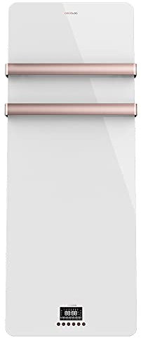 Cecotec Portasciugamani Elettrico ReadyWarm 9890 Crystal Towel OldGold 850 W, Schermo LED e Telecomando. (Bianco/Acciaio Rosa)