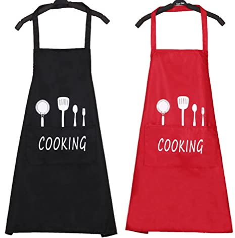 AstarFavor 2 Stücke wasserdichte Kochschürzen mit Taschen,Verstellbare Küchenschürzen Grillschürze Latzschürzen Küchenschürzen für Männer und Frauen,für Gartengrill, Restaurant, Küche