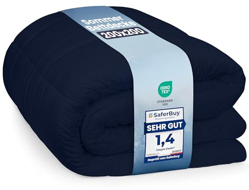 Utopia Bedding Piumone Primavera/Estivo, Piumino Leggero, Trapunta Primavera/Estivo 100% Microfibra in Fibra Cava (Blu Navy, 200x200 cm)