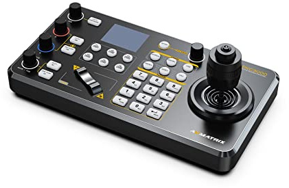 AVMATRIX PKC3000 PTZ Kamera Controller IP Serielle PTZ Tastatur mit 4D Joystick IP, RS422 RS485 RS232 Schnittstelle LCD-Bildschirm PoE unterstützt für Kirchenkonferenz Live Streaming