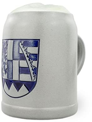 Bavariashop | PREMIUM Bierkrug Oberfranken | Handgefertigter, bayerischer Bierkrug | Oberfranken Wappen-Gravur | 0,5 Liter