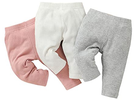 Leggings da bambina in cotone lavorato a maglia tinta unita (confezione da 3), Multicolore, 18 mesi