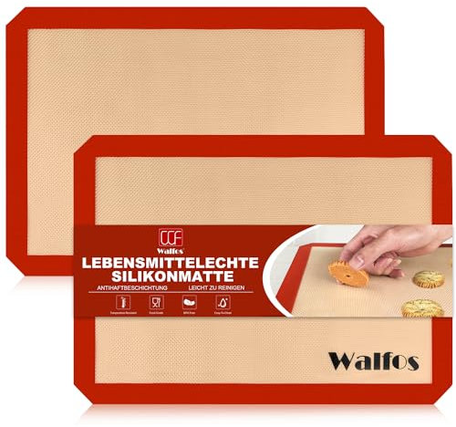 Walfos 40×30cm Backmatte aus Silikon (2er Set) Antihaftbeschichtung Backfolie Silikonmatte Wiederverwendbare,Hitzebeständige Backunterlage,BPA frei,Sicherheit der Spülmaschine