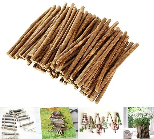 Acrux7 300 Stück Holzstäbe, 10,2 cm, Holzbastelstäbchen, natürliche Zweige, zum Basteln, kleine Holzstäbchen für Handwerk, DIY, Schulprojekte, Foto-Requisiten, Heimdekoration