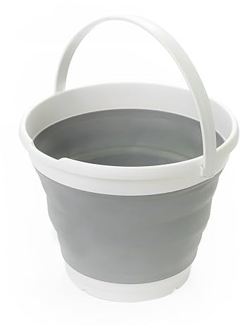 SAMMART 10L zusammenklappbarer Kunststoffeimer (weiß/grau)