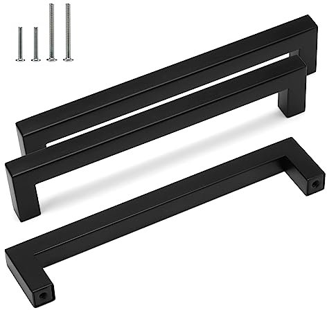 HauSun 15 Stück Möbelgriffe 160mm Schwarz Küchengriffe aus Edelstahl Schrankgriffe mit Schrauben Türgriffe Möbelgriff Küchengriff Schrankgriffe für Schublade, Schrank, Möbel