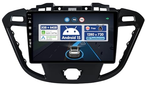 BXLIYER 9 Pouce Autoradio pour Ford Tourneo Transit Custom (2013-2021) GPS Radio - sans Fil Carplay Android Auto - Android 15 - Caméra arrière - 2 Din - Dab Volant WLAN Bluetooth DSP 4G