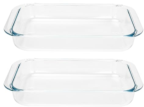 1 Quart Tempered Glass Oblong Baking Dishes, Set of 2