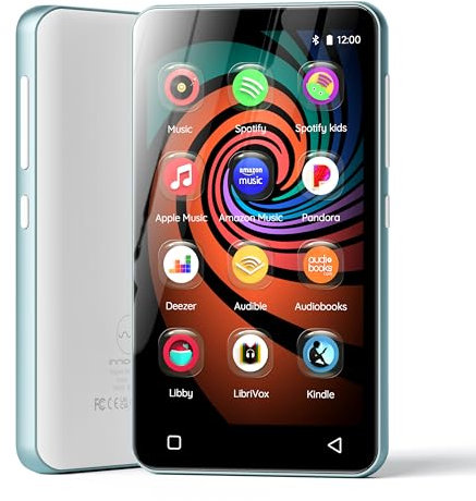 160GB MP3 Player with Bluetooth and WiFi, innioasis Music Player with Spotify,Pandora,Amazon Music,4 Touch Screen Android MP4 MP3 Player for Kids with Libby,Audible,Spotify Kids (White+ Sky-blue)