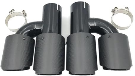 FUNFOB Auspuffblenden Universelles 63mm Autoschalldämpfer Auspuffendrohr Aus Kohlefaser Schwarzem Edelstahl Mit Modifiziertem Endrohr Auto Auspuffroh(48 IN-76MM Out)