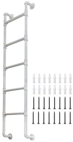 Heavy Duty Wrought Iron Emergency Egress Ladder 8ft Wall Mounted Metal Step Ladder for High Loft Attic Stair Bed Home Safety Escape Ladder with Fittings
