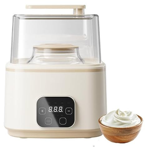 Macchina per Yogurt Digitale, Macchina per Fare Yogurt elettrica con Rivestimento in Vetro da 3 mm e 1/2 litro, Menu a 7 funzioni, Ideale per Yogurt Greco e Naturale Senza zuccheri o conservanti