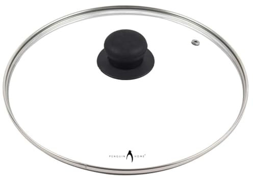 Penguin Home 20cm Toughened Glass Lid with Bakelite Knob - Perfect for Saucepan, Durable and Stylish Cookware Lid