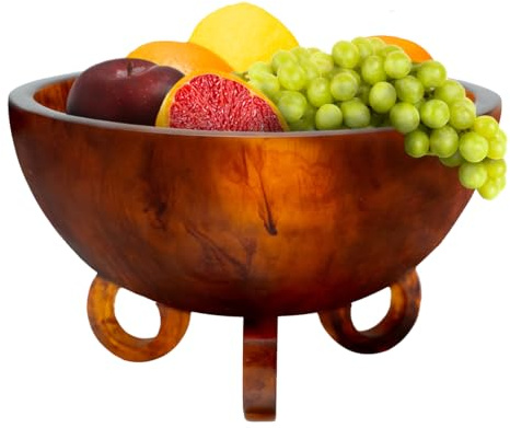Folkulture Resin Autumn Fruit Bowl for Kitchen Counter, Coffee Table Decor | 9 Resin Golden Brown Decorative Centerpiece Bowl for Table Decor, Fruit Basket for Kitchen Counter Décor, Fall, Autumn Décor