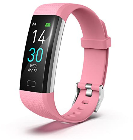 Atan Fitness Tracker with Heart Rate & Blood Oxygen Monitor – Smart Watch for Android & iOS, IP68 Waterproof, Sleep & Stress Tracking, Multi-Sport Mode, Step Counter, 7-Day Battery Life (Pink)