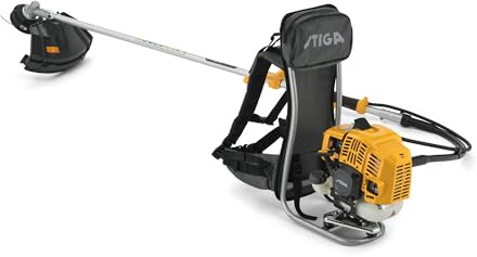 STIGA BC 555 R Rucksack Petrol Brushcutter - Moteur à 2 Temps de 51,7 cm3, Harnais de Sac à Dos, Arbre Flexible, poignée Loop, Largeur de Coupe de 45 cm, tête Tap&Go à Deux Lignes et Lame 3T.