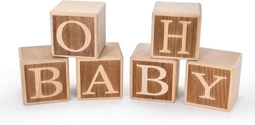 RunFar shop Holz Buchstaben oh Baby würfel Geschenk zur Geburt Baby für Baby gravierte Buchstabenwürfel GeschenkideeTaufe Babyparty tischdeko Holzklotz Gästebuch Oh Baby Holzbaustein
