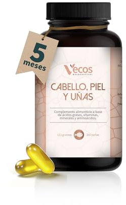 Suplemento para cabello, piel y uñas con Omega 3 y 6, vitaminas, minerales y aminoácidos – Fortalece y nutre – 150 perlas