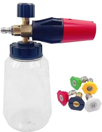 Schiuma,Accessorio con Doppio Connettore per Schiuma | Accessorio Lavaggio con 5 Ugelli per Esterno, Tetto e Pavimentazione