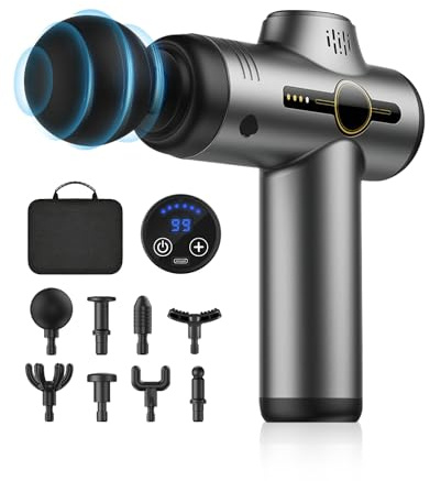 Fascia Muscolare Silenziosa 35DB 99 Livelli Variazione Frequenza 8 Testine Adattabili 12MM Massaggio Profondo Display LCD Articolo Relax Fitness