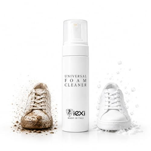 IEXI Pulitore Spray Universale a Schiuma 200ml, Made in Italy - Detergente Pulisci Scarpe in Pelle, Camoscio, Materiali misti o Sneakers - Pulisci Scarpe, Rimuove Macchie, Scarpe come Nuove