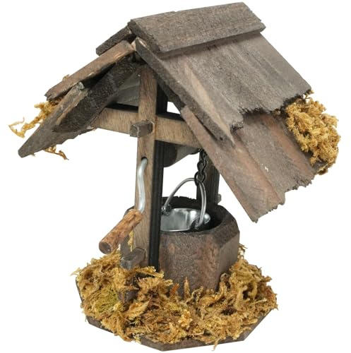 Miniatur Brunnen mit Beweglichen Eimer, Zubehör für Krippenset, Krippenzubehör Miniatur Brunnen, Miniatur Picknick Zubehör für Puppenhaus und WichteltüR Deko