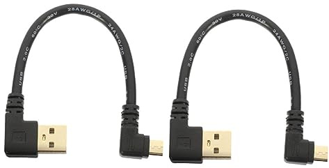 ABOOFAN 2pcs Micro USB Cable Right Angle Data Transfer Charging Cord Compatible with Smartphones Tablets Digital Devices