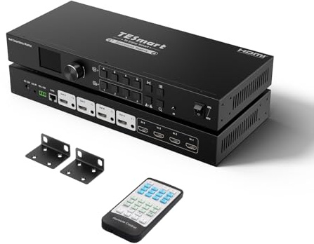 TESmart 4x4 Seamless HDMI Matrix Switch 1920x1080@60Hz | Remote Control, Supports Audio Splitting, Preview Mode, RS-232, LAN Control, Rename Port