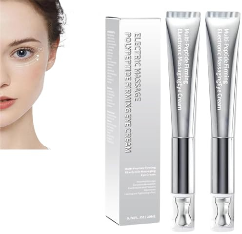 Gomma rugosa massaggio crema per gli occhi, crema per gli occhi con le rughe con massaggiatore elettrico, stringo per gli rassodante multi-peptide, fermo e liscio di linee sottili (2pcs)