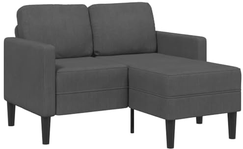 YuuSsea 2-Sitzer-Sofa mit Chaiselongue, L-Form, Dunkelgrau, 125 cm, Leinen, Robustes Design für Wohnzimmer, Komfortabel & Platzsparend