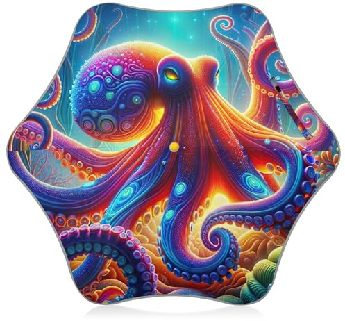 Cool Kids Umbrella Girls Long Travel Boys Umbrellas for Rain Children Uv Protection Sun Umbrella Twilight Octopus Glow Blue