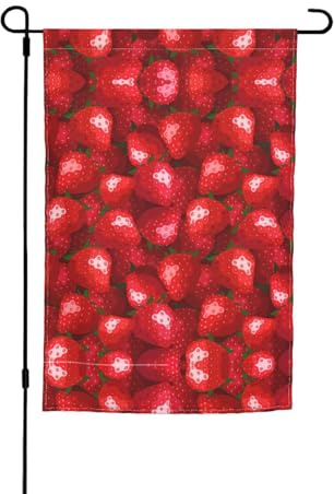 Banderas de jardín con estampado de fresas rojas de 12 x 18 pulgadas, doble cara, decoración de temporada para el hogar, exteriores, decoración de vacaciones y todas las estaciones