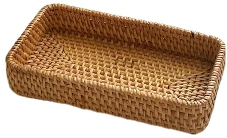 Rattan Tray, Perfume Tray Keys Bowl Key Bowl for Hallways Key Trays, Decorative Rectangle Small Hamper Basket Hamper Basket Empty, Woven Baskets Applicable to Corridor Storage and Table Ornament